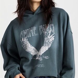 Anine Bing Teal Eagle Hoodie